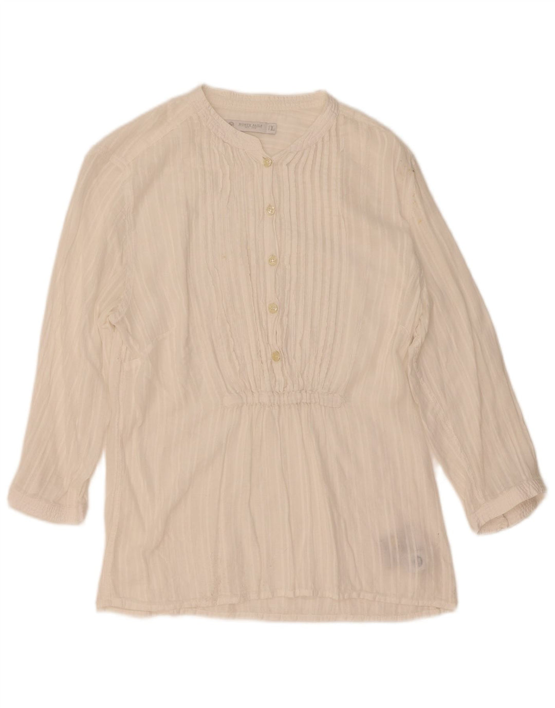 North Sails Dame 3/4 ærmet bluse Top UK 14 Stor Hvid Bomuld