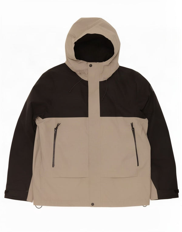 Marks & Spencer Regnjakke med hætte til mænd UK 42 XL Grå Colourblock Polyester