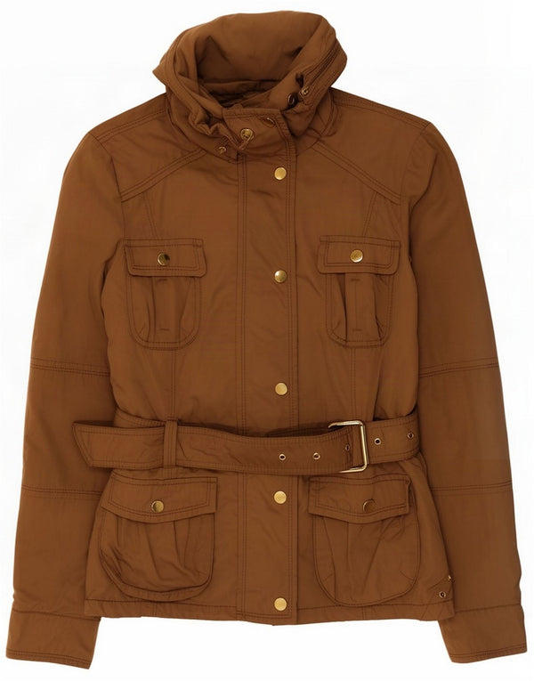 Vintage Womens Hooded Utility Jacket UK 12 Medium Brown