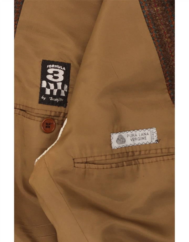 Marzotto Herre 2-knaps blazerjakke UK 36 Lille brunstribet jomfruuld