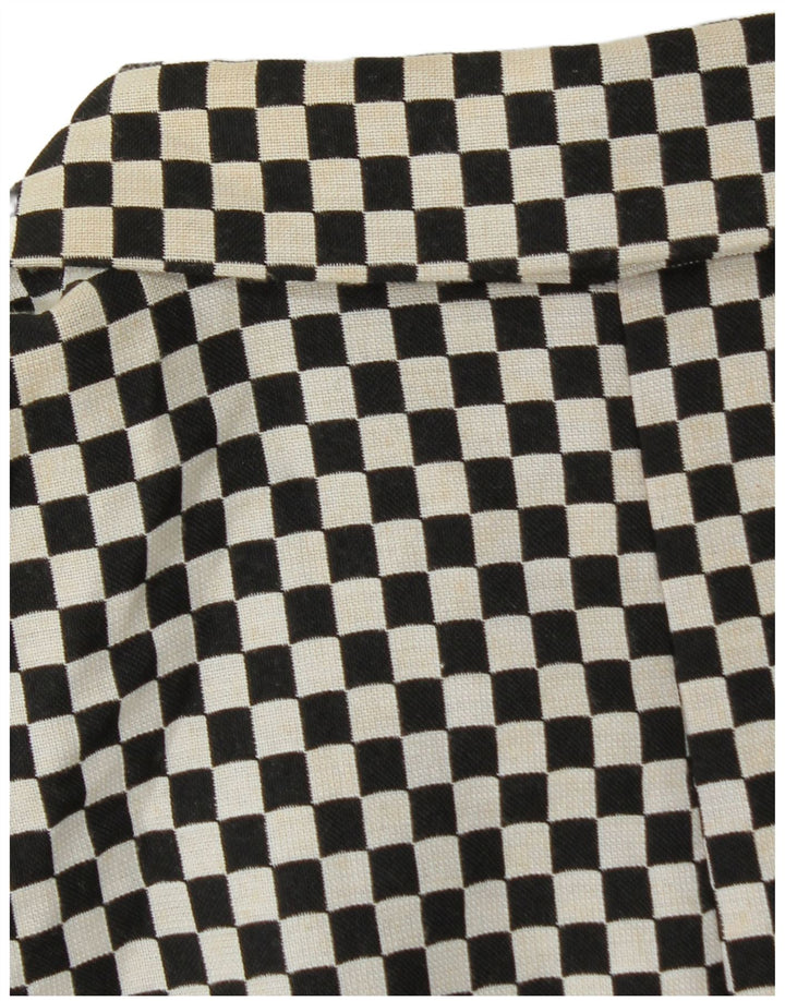 Zara Dame Crop Dobbeltradet Blazer Jacket UK 6 XS Sort Geometrisk