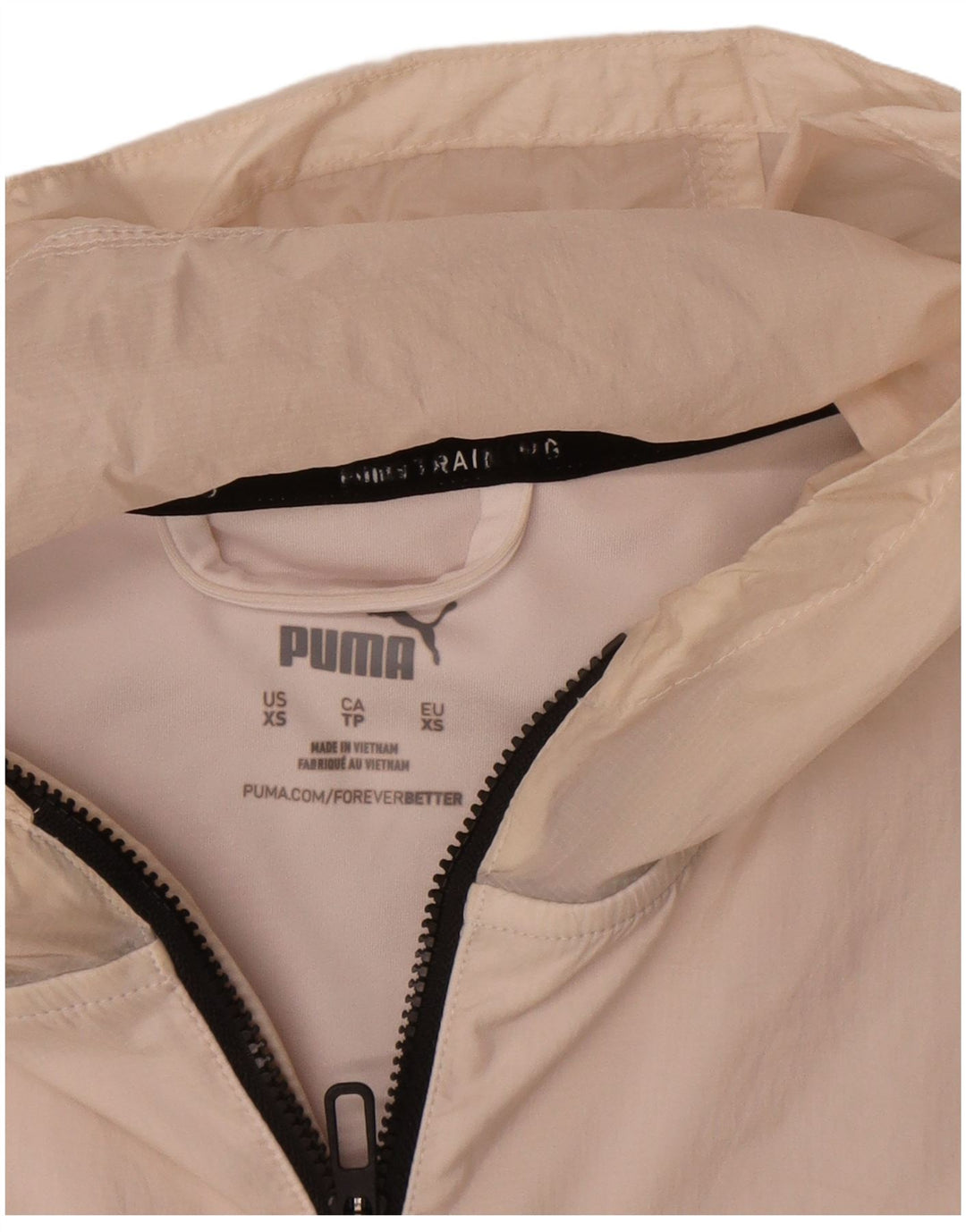 Puma oversize regnjakke med hætte til kvinder DK 6 XS Off White Nylon