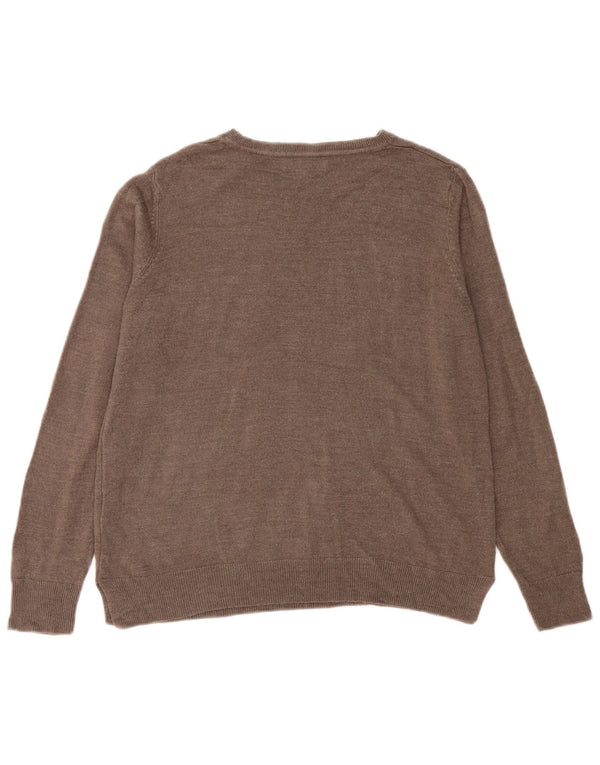 Marks & Spencer Dame Boat Neck Jumper Sweater UK 14 Stor Brun Akryl