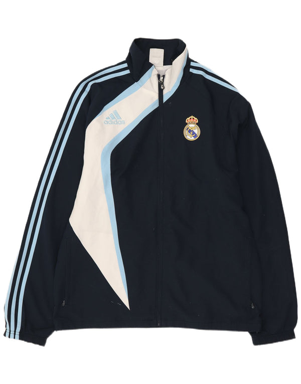 ADIDAS Herre Real Madrid regnjakke UK 40/42 Medium Navy Blue Colourblock