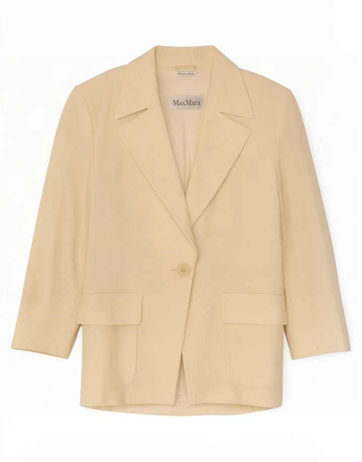 Max Mara Dame 3/4 ærmer 1 knap blazerjakke UK 18 XL Off White