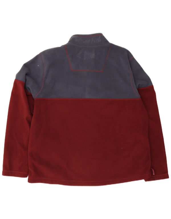 Weird Fish Herre Button Neck Fleece Jumper 4XL Burgundy Colourblock