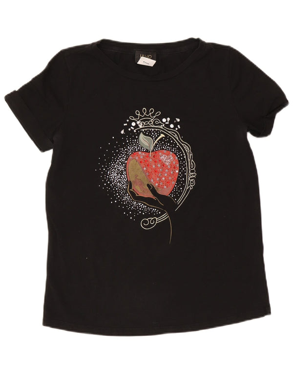 Liu Jo Dame Disney Grafisk T-Shirt Top UK 14 Medium Sort