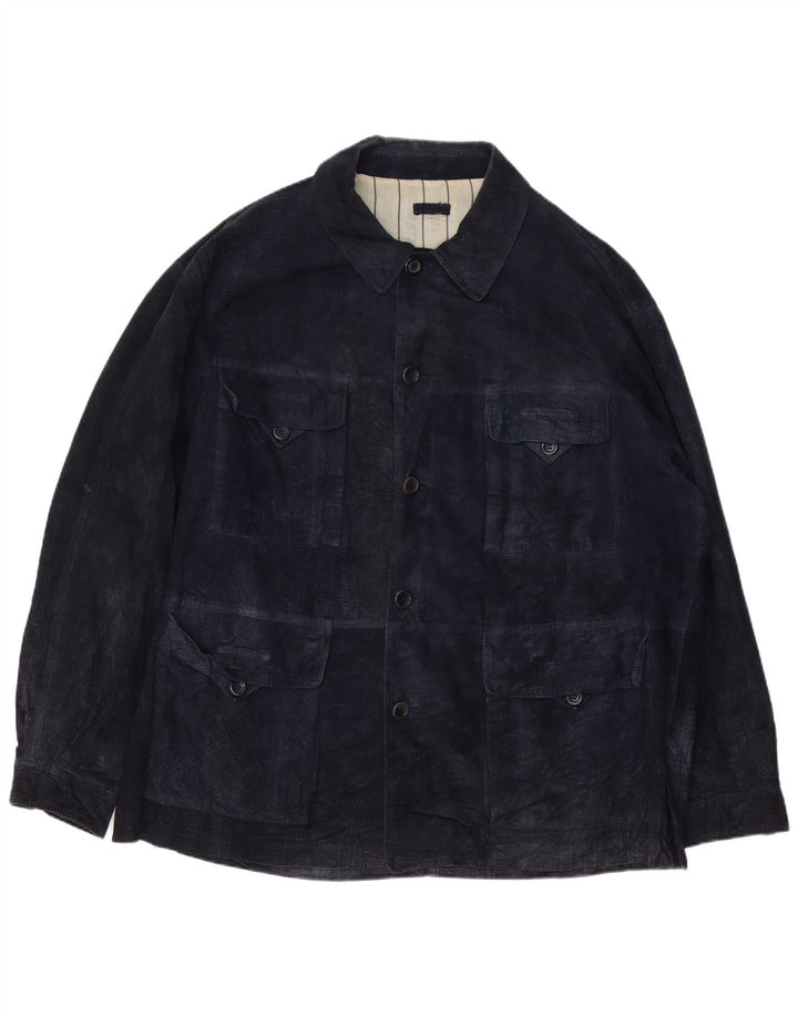Luciano Soprani Herre Ruskindsjakke IT 60 5XL Navy Blue Læder