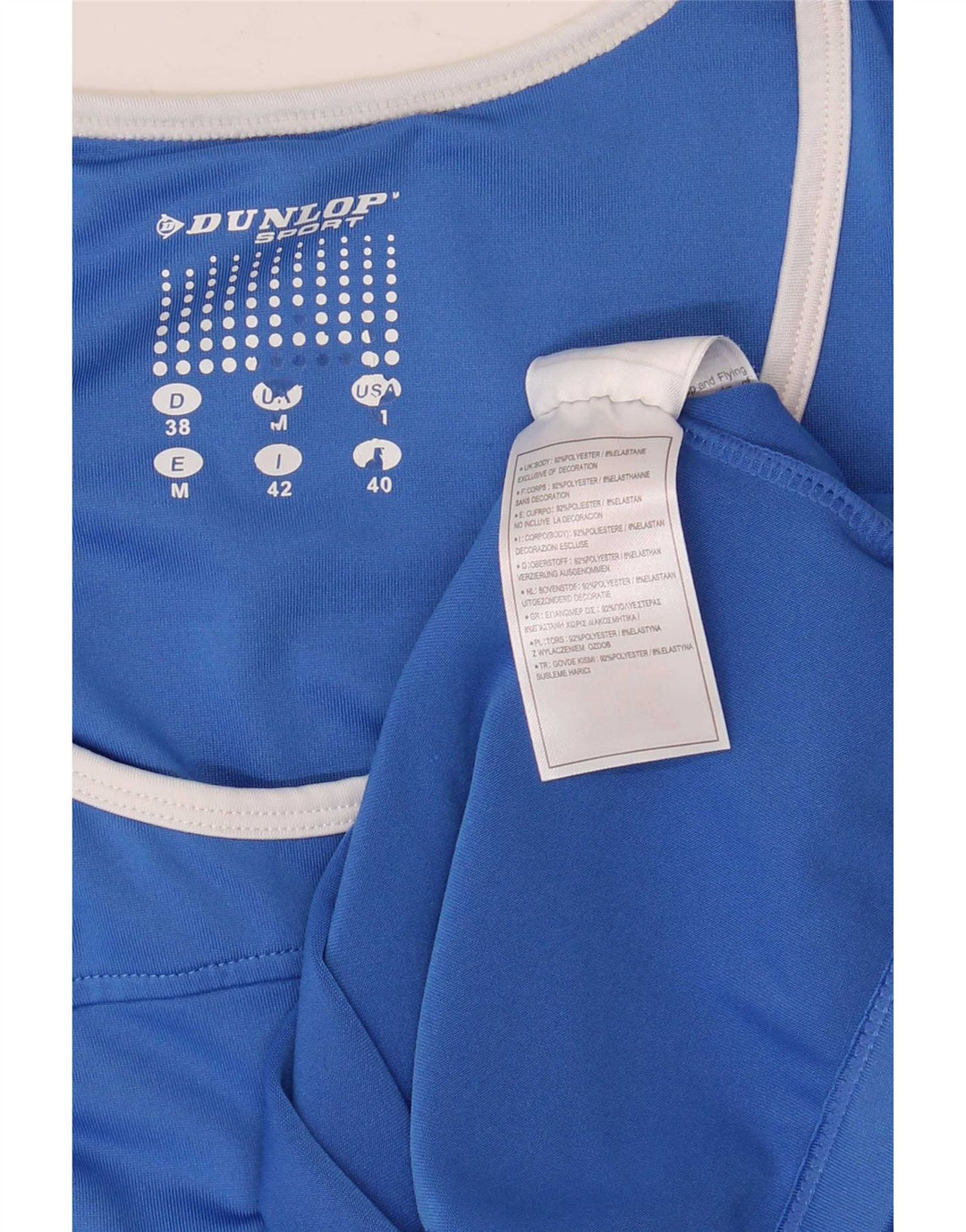 Dunlop Damevest Top UK 12 Medium Blue Colourblock Polyester