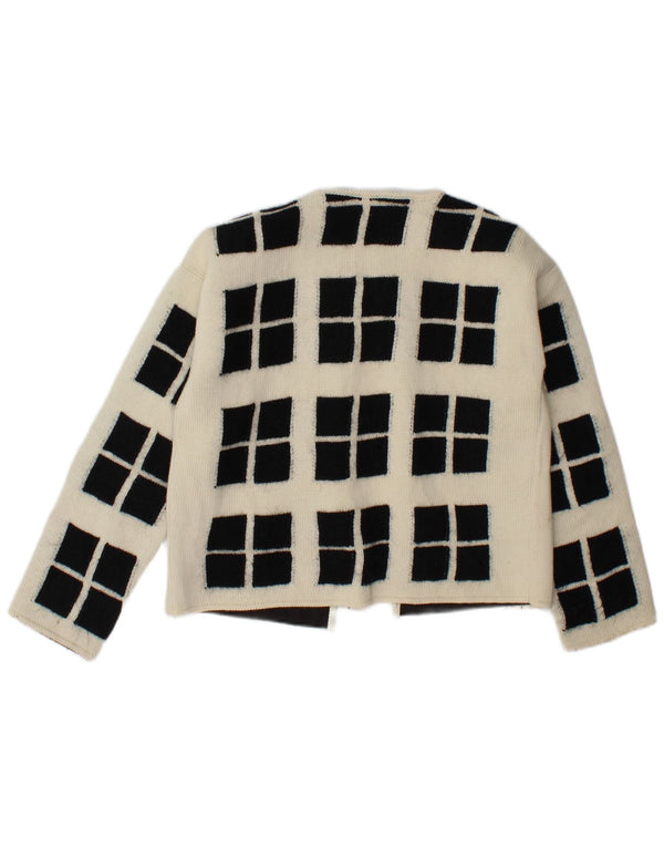 Halvfjerds Dame Crop Open Cardigan Sweater IT 42 Medium Off White Geometrisk