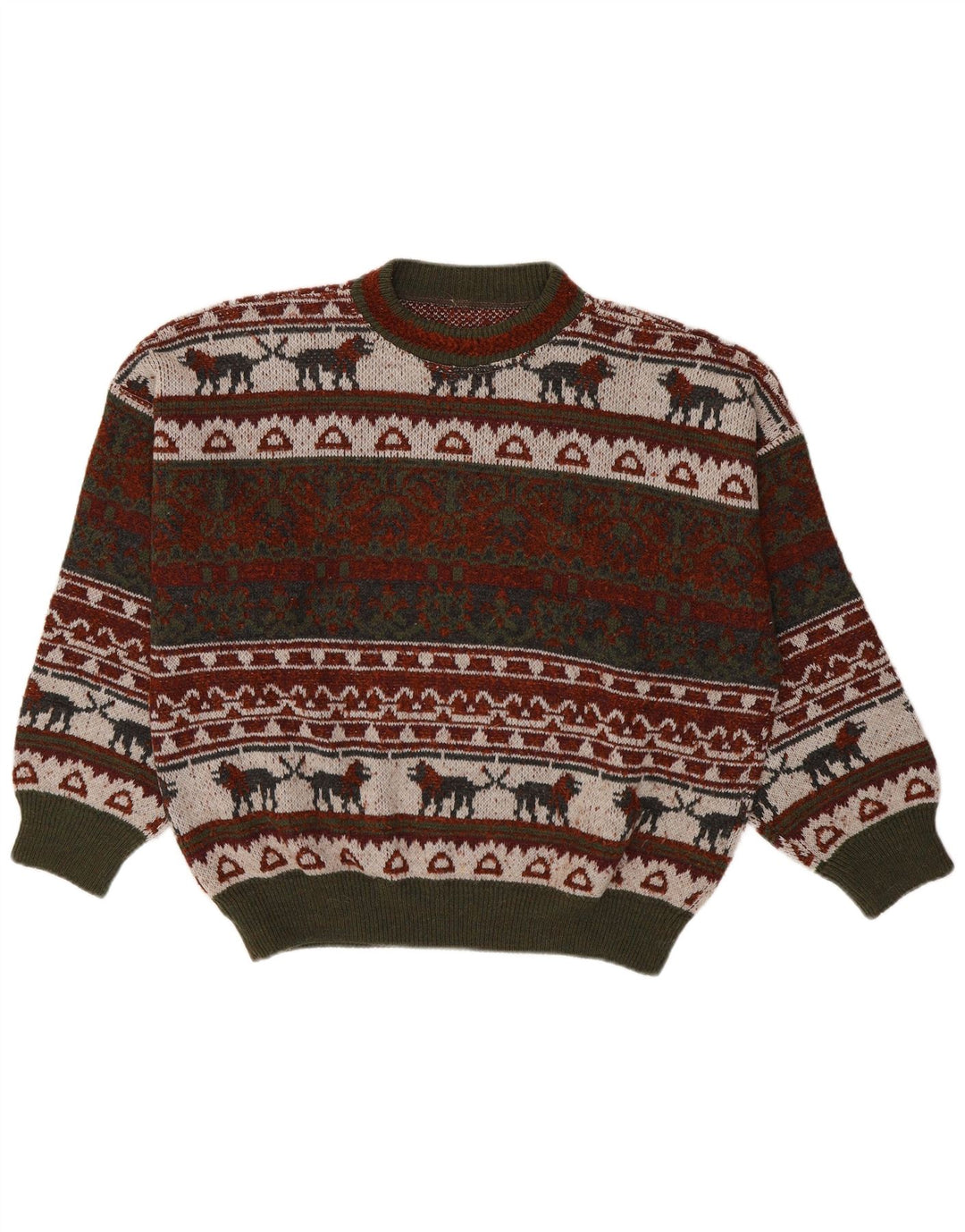 Vintage herre sweater med rund hals XL flerfarvet Fair Isle