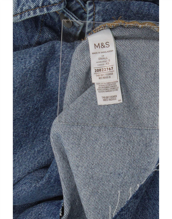 Marks & Spencer Womens Crop Oversized denimjakke UK 10 Small Blue Cotton