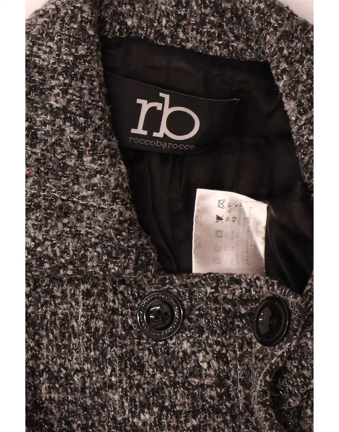 Roccobarocco Womens Pea Coat IT 48 XL Grå Flecked Polyester