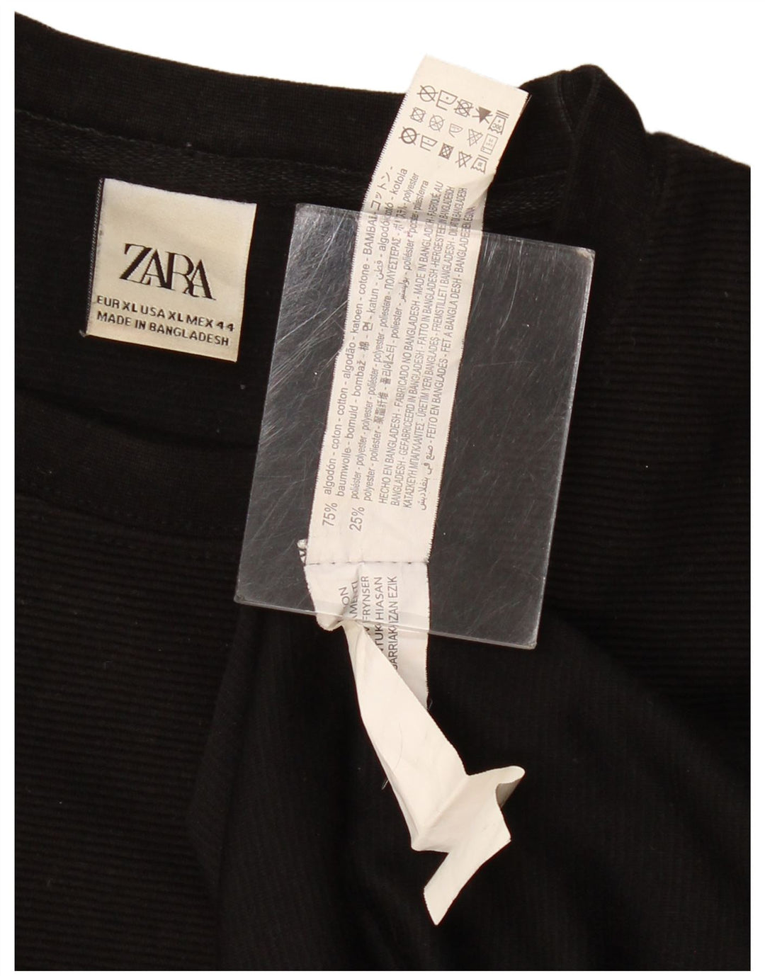 Zara Herre T-Shirt Top XL Sort Bomuld
