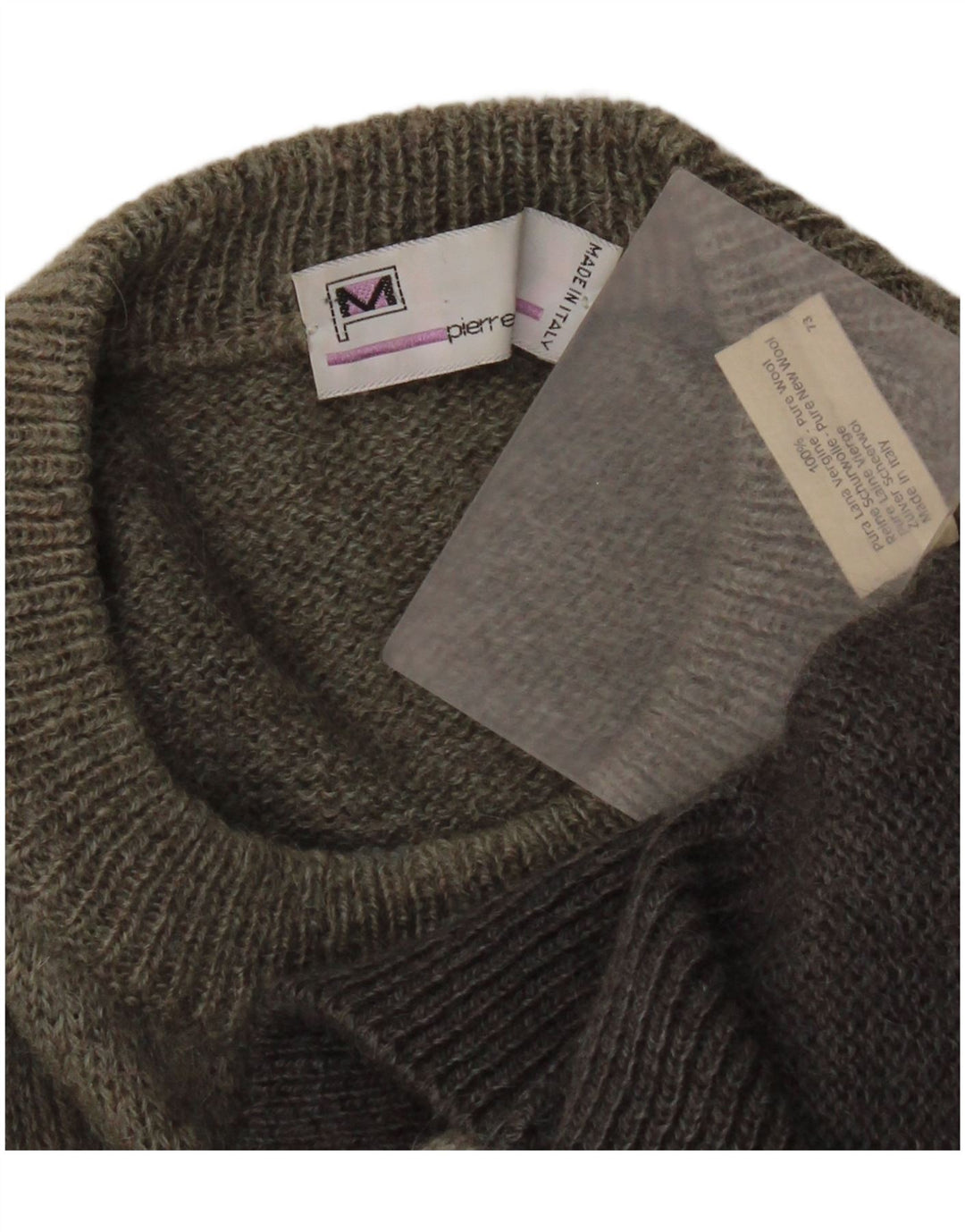 Pierre Monet Herre Crew Neck Jumper Sweater XL Grå Geometrisk Virgin Wool