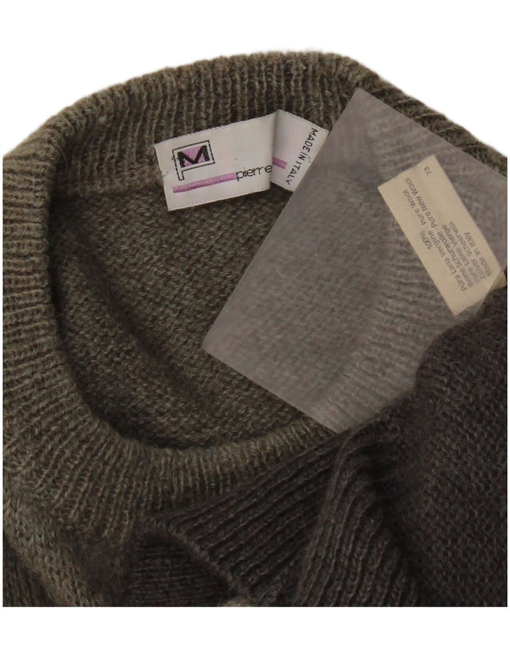 Pierre Monet Herre Crew Neck Jumper Sweater XL Grå Geometrisk Virgin Wool