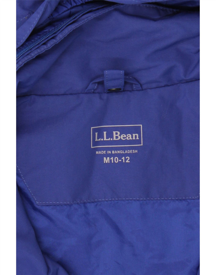 L.L.BEAN Boys Hooded Rain Jacket 10-11 Years Medium Blue Colourblock Nylon Vintage L.L.Bean and Second-Hand L.L.Bean from Messina Hembry 