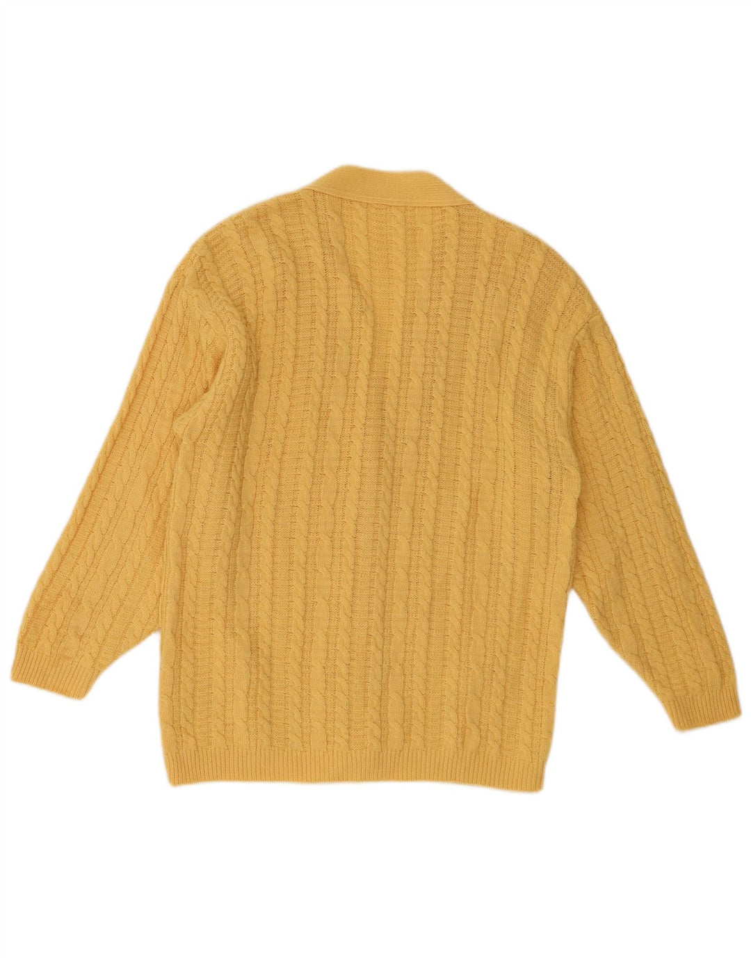 VINTAGE Dame Cardigan Sweater UK 16 Large Yellow Wool