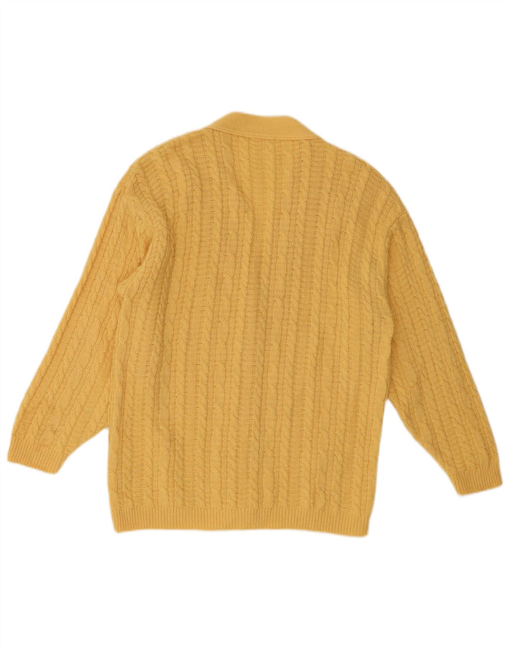 VINTAGE Dame Cardigan Sweater UK 16 Large Yellow Wool