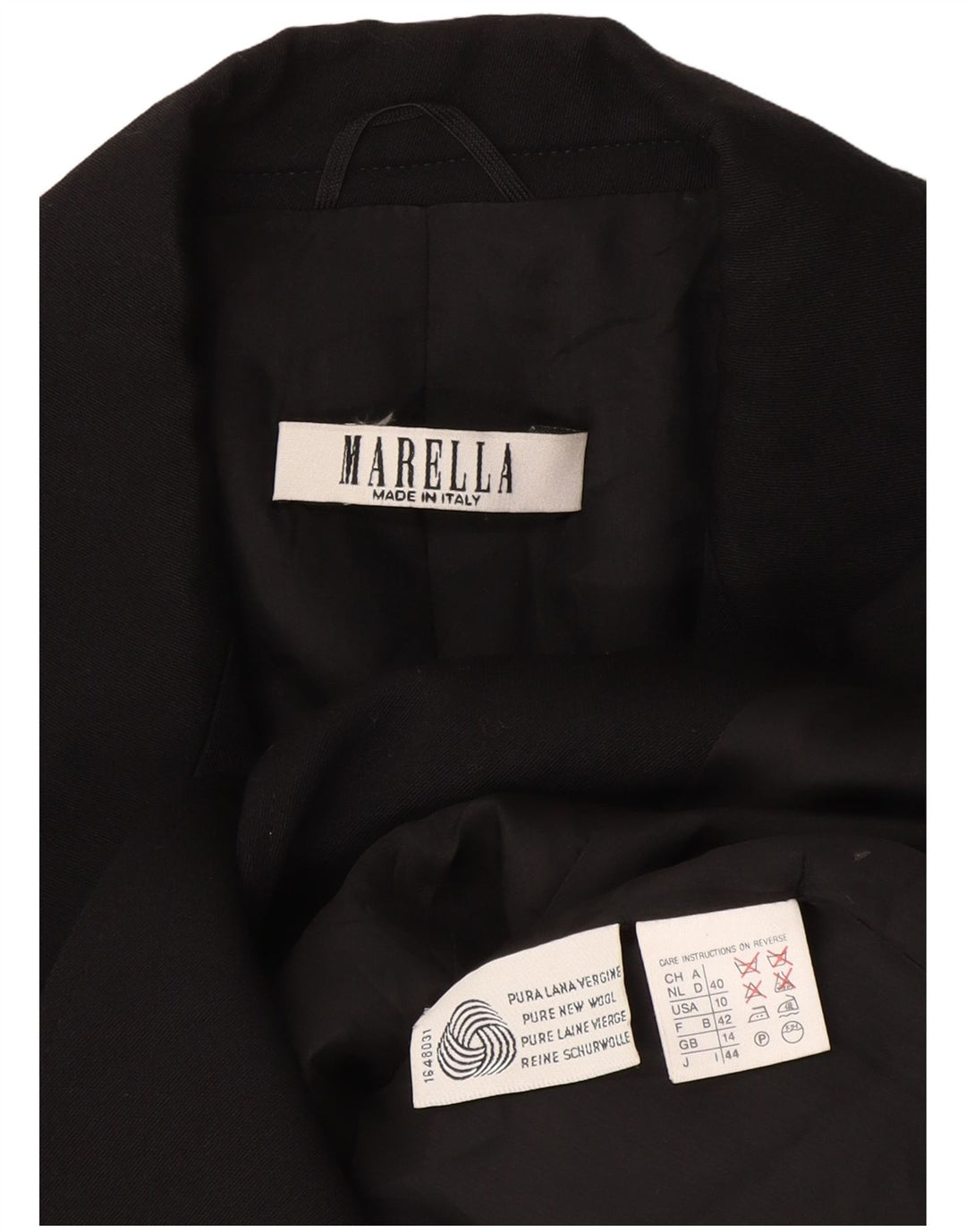 Marella Dame 1 Knap Blazer Jacket UK 14 Stor Sort Uld