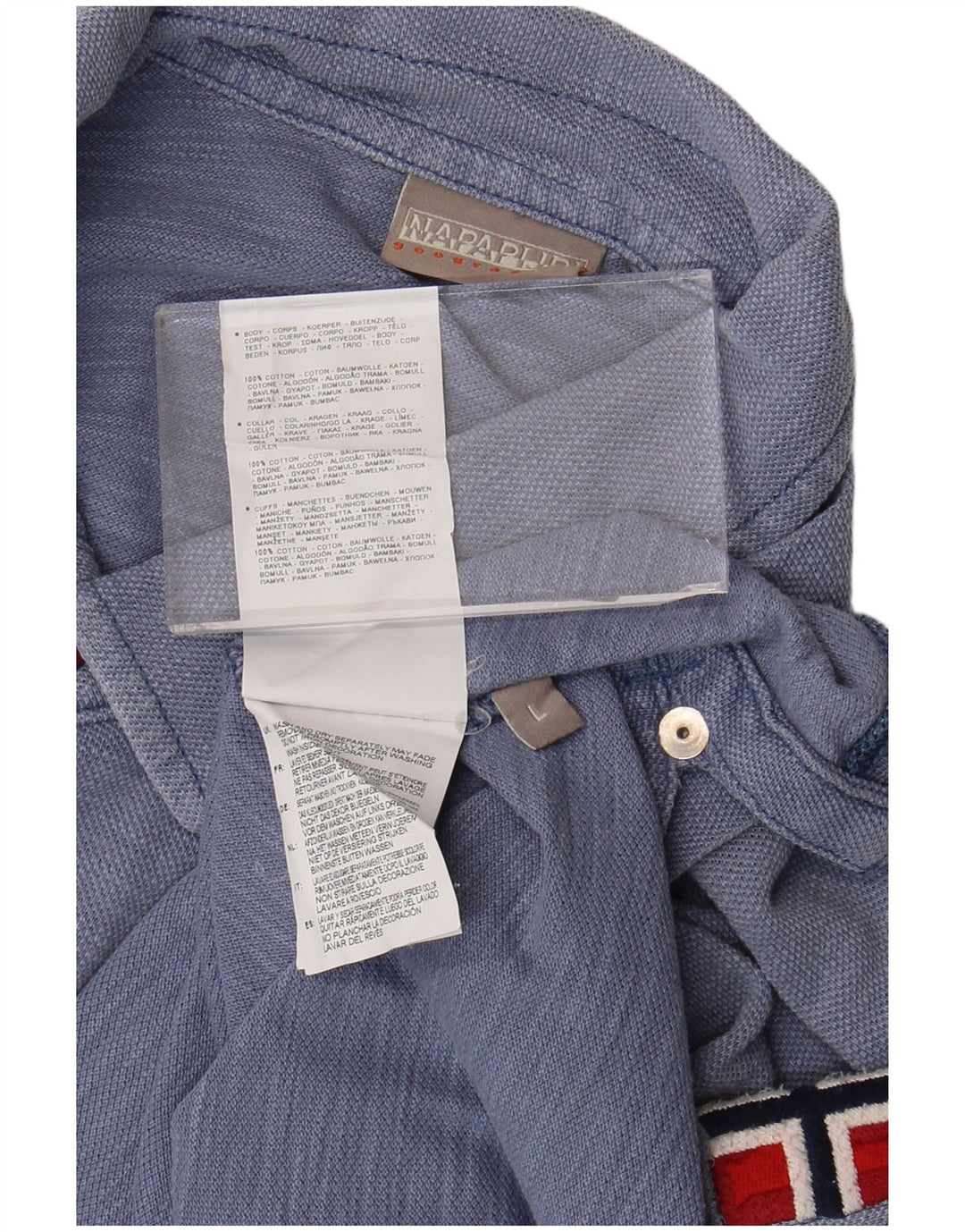 Napapijri Herre Geographic Graphic Polo Shirt Stor Blå Bomuld