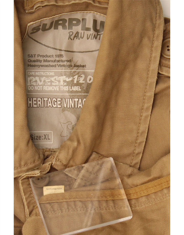 SURPLUS Herre Military Jacket UK 42 XL Beige Bomuld