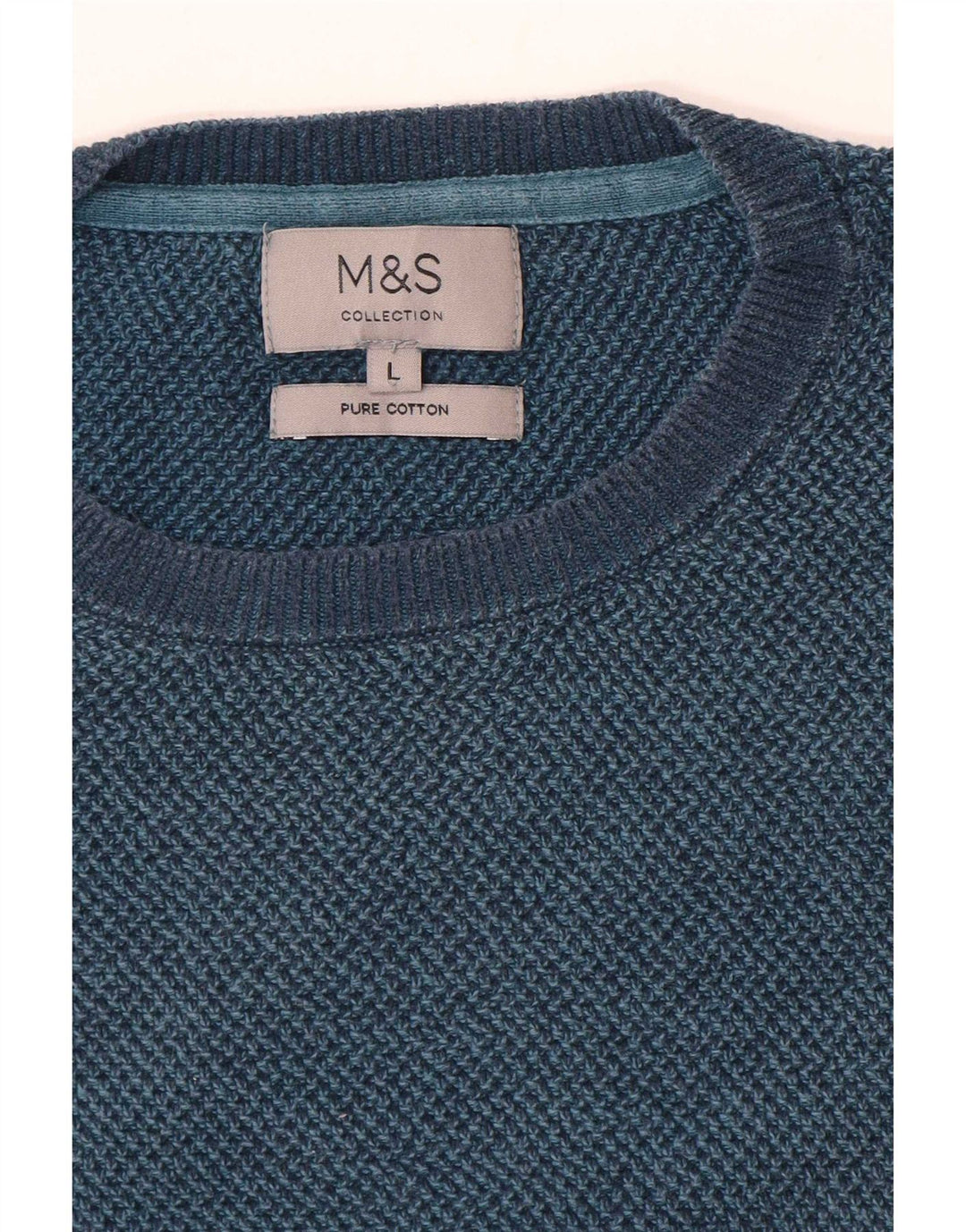 Marks & Spencer Herre sweater med rund hals, stor blå bomuld