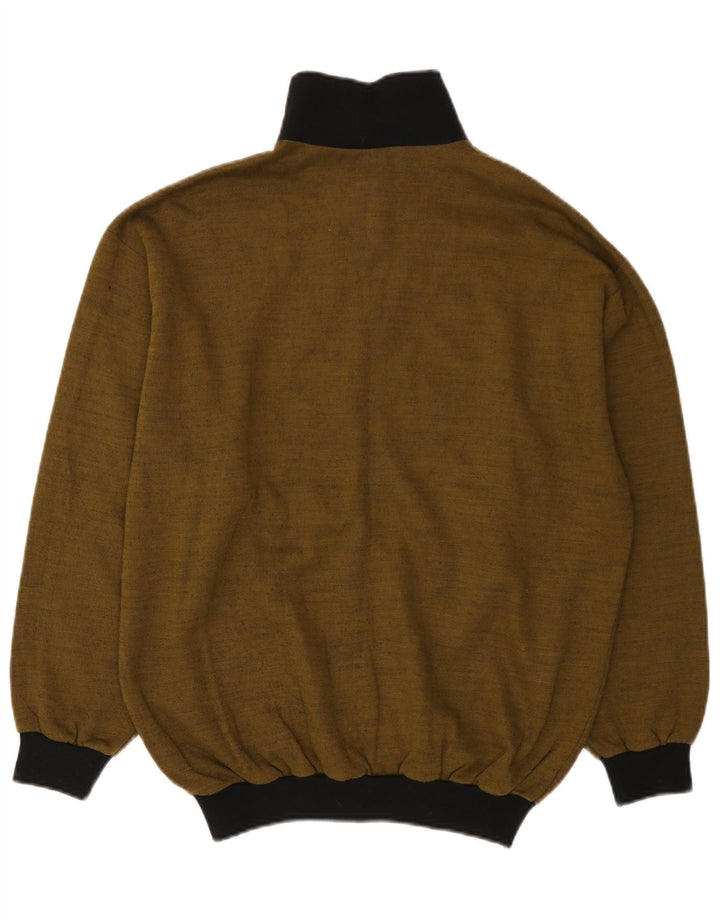 VINTAGE Herre grafisk cardigan sweater Stor Khaki Colourblock