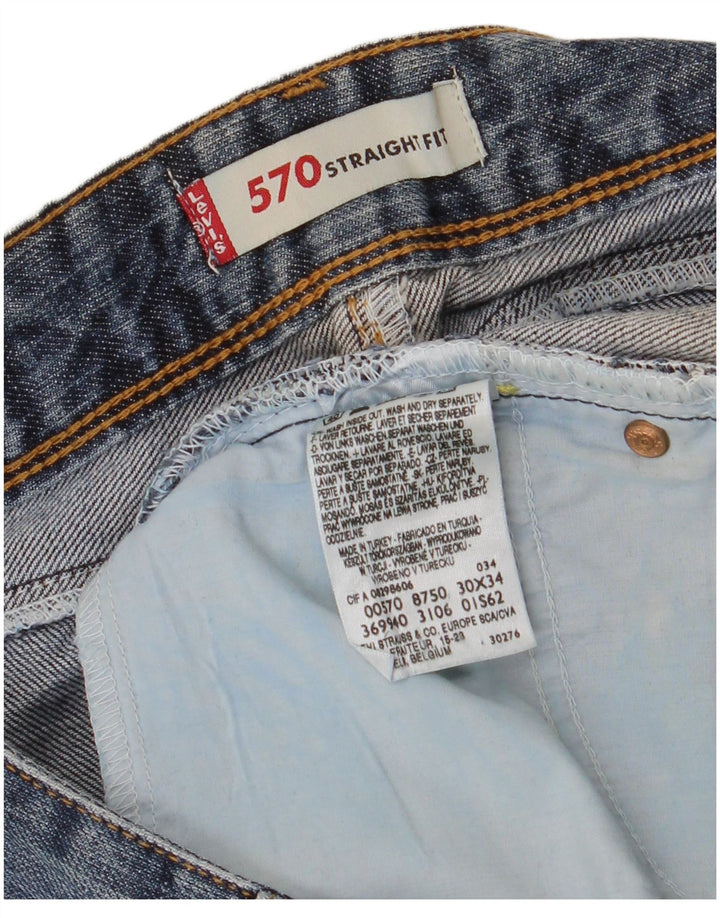 LEVI'S Dame 570 Straight Jeans W30 L34 Blå Bomuld