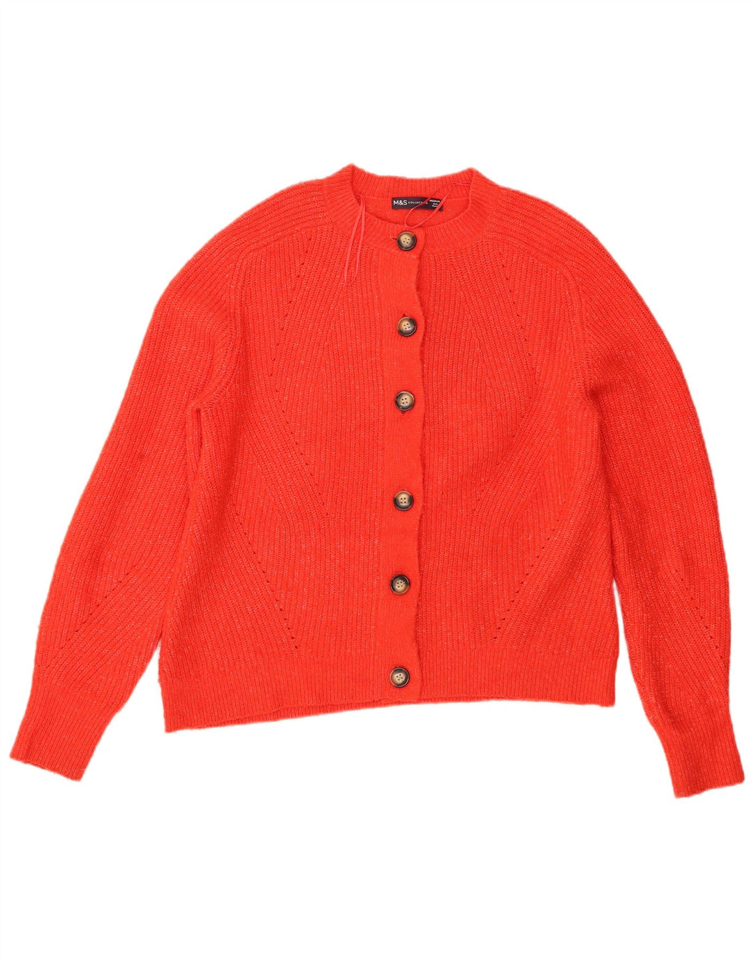 Marks & Spencer Dame Cardigan Sweater UK 14 Medium Orange Flecked Acryl