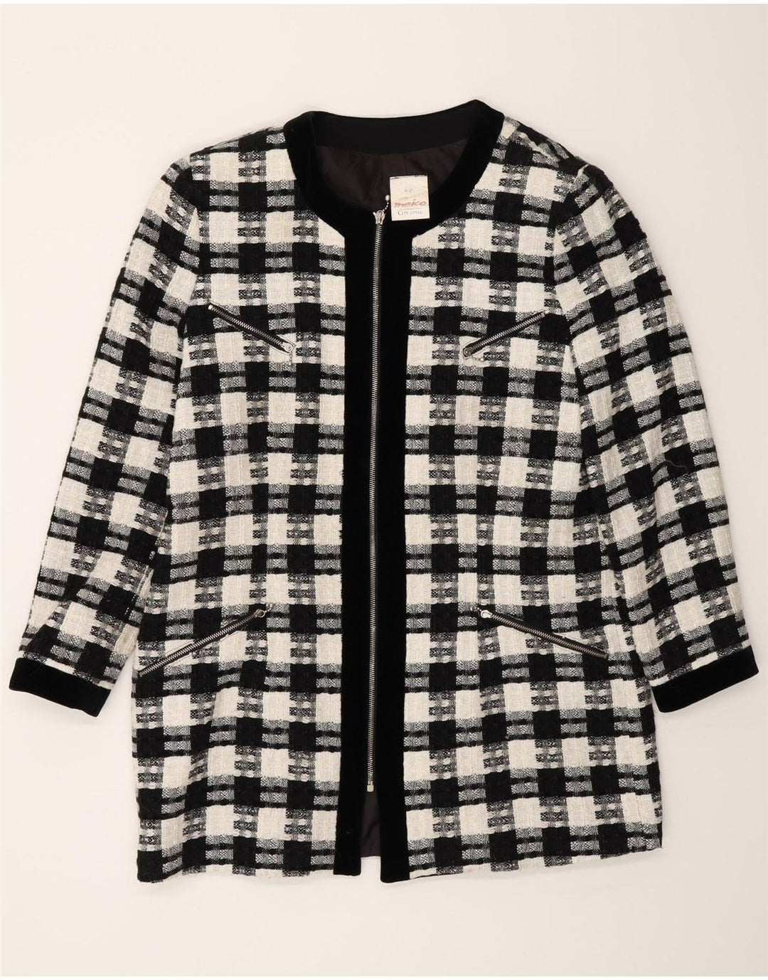 Meico Dame Longline Blazer Jacket EU 42 Stor sort ternet polyester