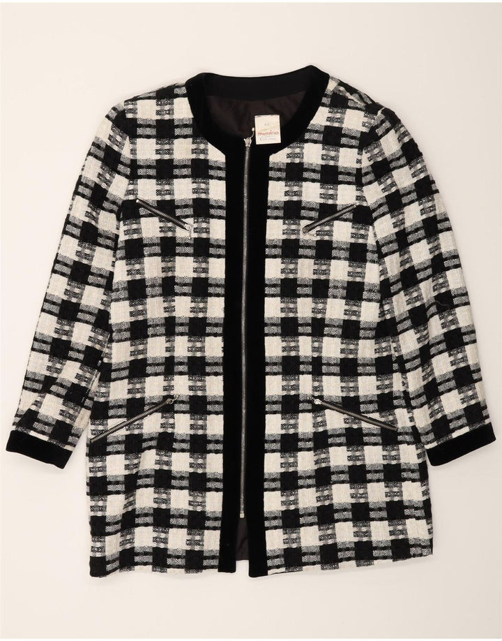 Meico Dame Longline Blazer Jacket EU 42 Stor sort ternet polyester