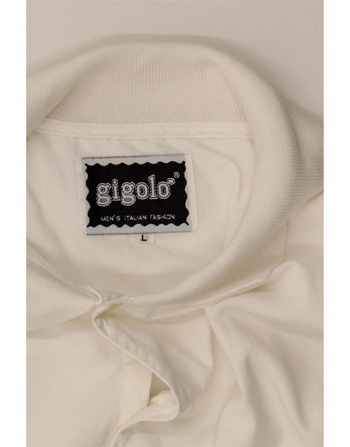 VINTAGE Mens Short Sleeve Pullover Shirt Large White Vintage Vintage and Second-Hand Vintage from Messina Hembry 
