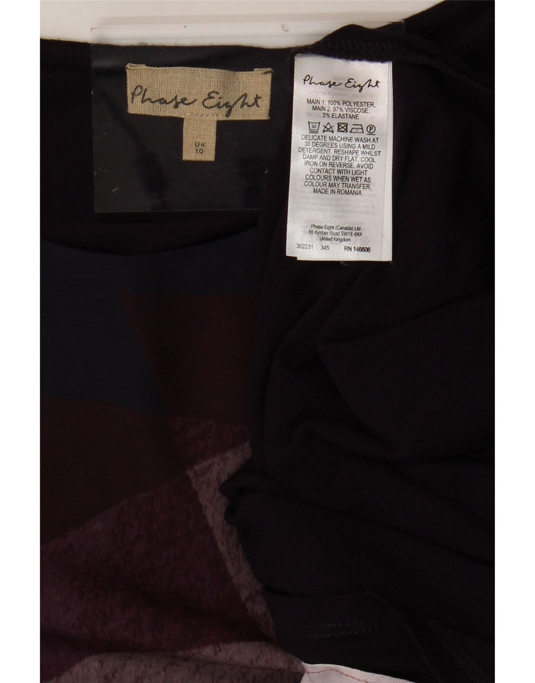 PHASE EIGHT Womens Long Sleeve Shift Dress UK 10 Small  Purple Colourblock Vintage Phase Eight and Second-Hand Phase Eight from Messina Hembry 