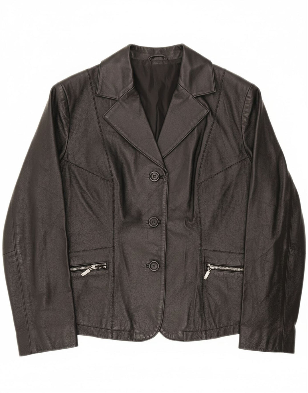 OVIESSE Womens Leather Jacket IT 44 Medium Black Leather