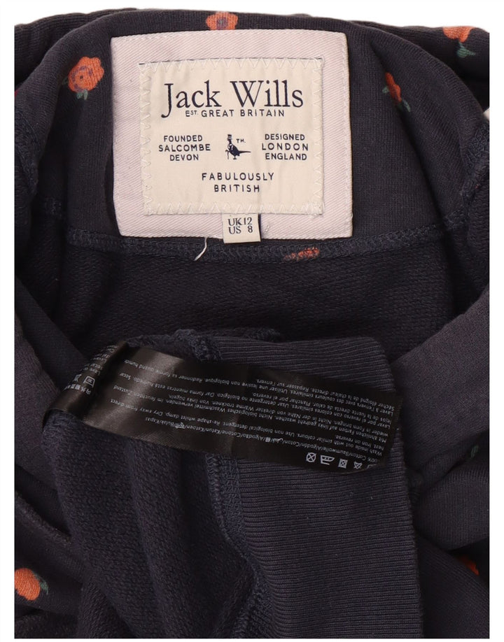 Jack Wills Grafisk hættetrøje til kvinder UK 12 Mellem marineblå bomuld