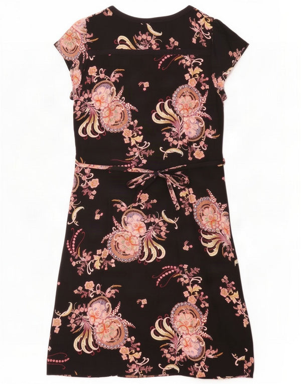 Monsoon dameskedekjole UK 16 Large Black Floral Viscose