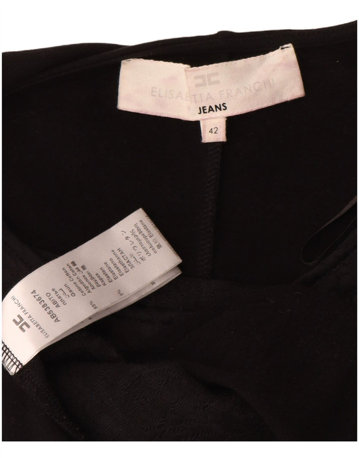 Elisabetta Franchi Damebluse Top IT 42 Medium Sort Blomsterbomuld