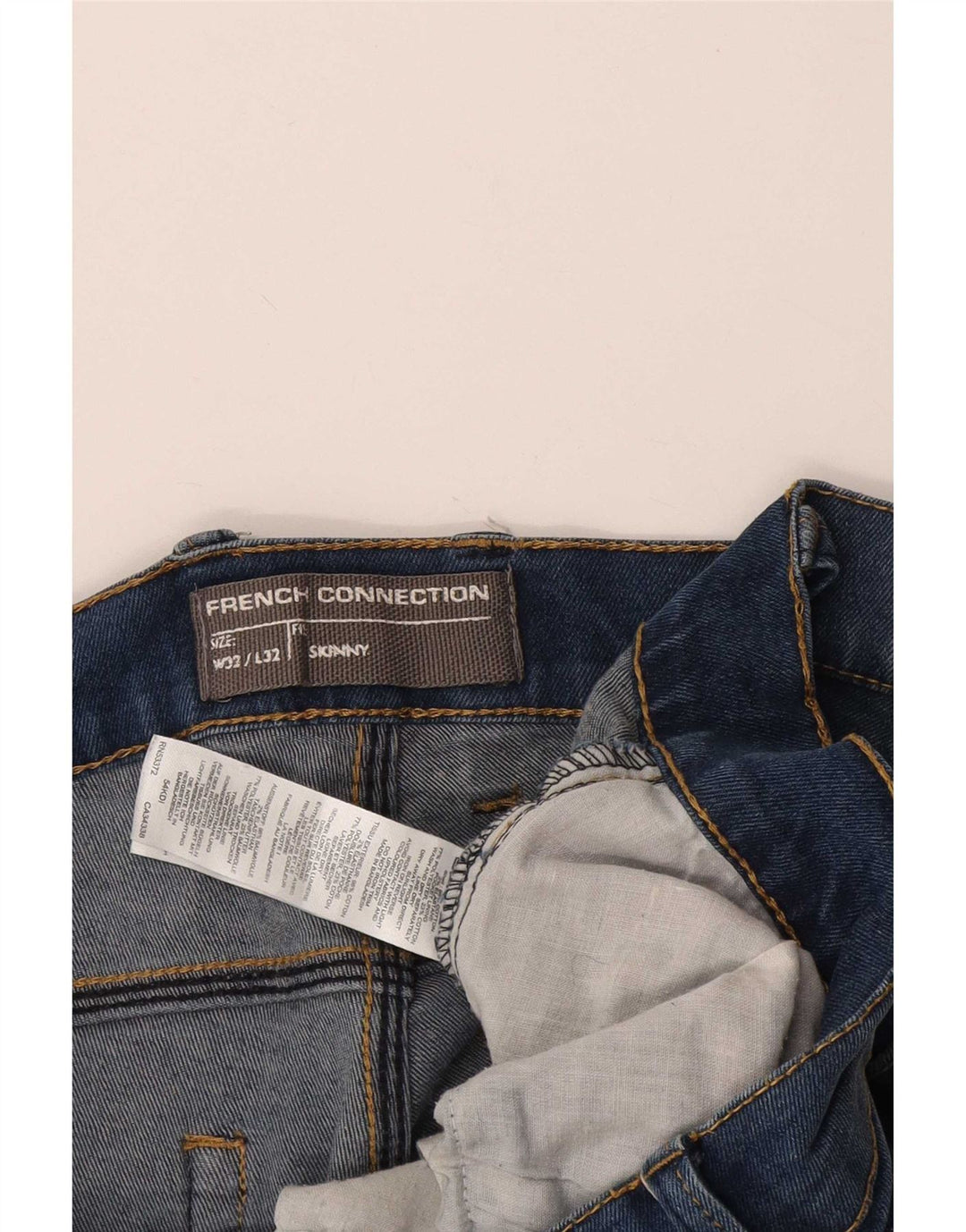 French Connection Skinny Denim Shorts til mænd W32 Medium Blue Cotton