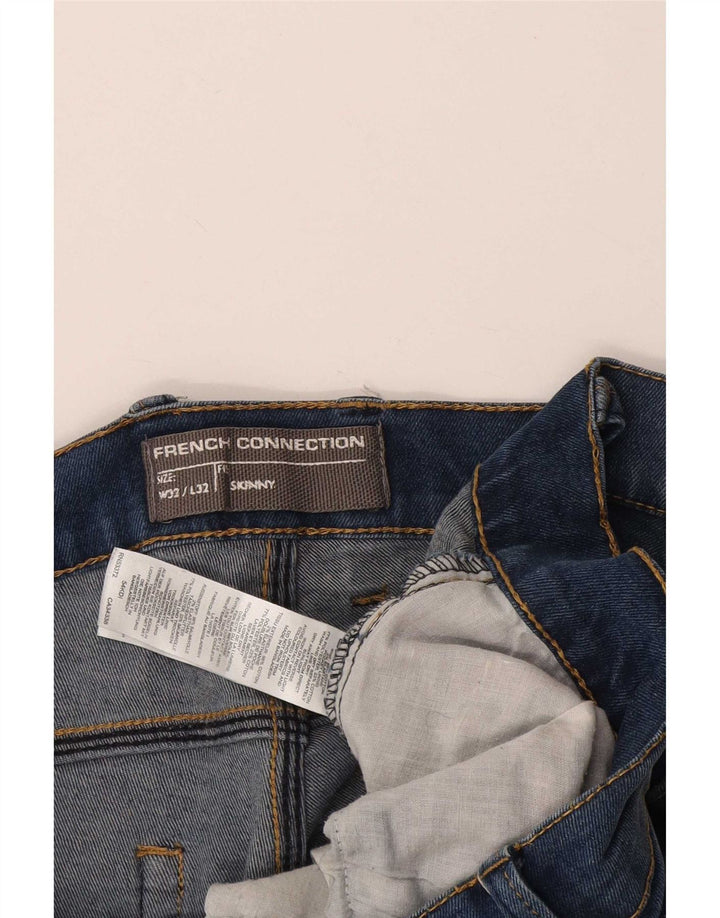 French Connection Skinny Denim Shorts til mænd W32 Medium Blue Cotton