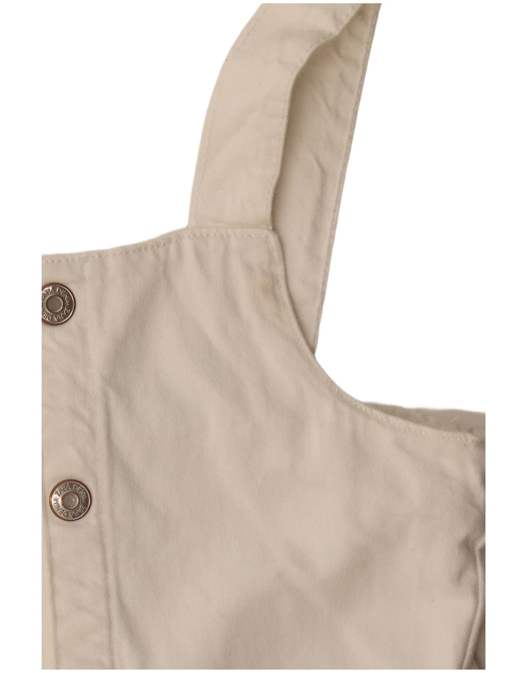 Zara Girls Denim Playsuit 8-9 År Hvid Bomuld