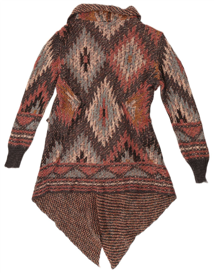 Anmeldelse Dame Asymmetrisk Cardigan Sweater UK 10 Small Multicolored Aztec