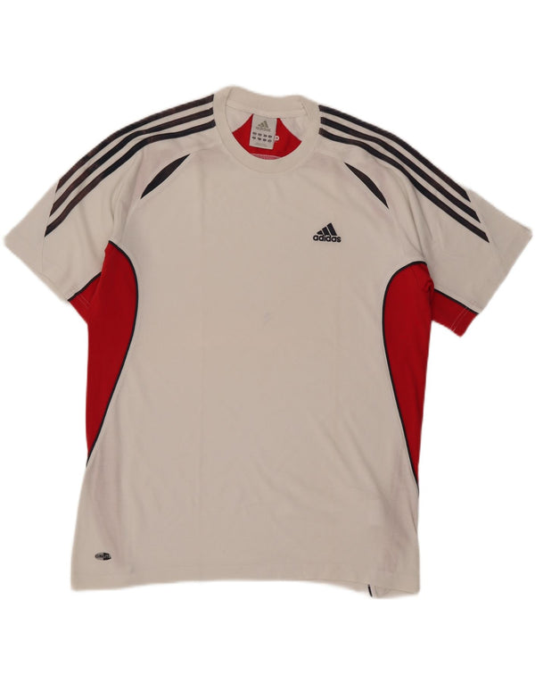 Adidas Herre Climalite T-Shirt Top UK 40/42 Medium White Colourblock