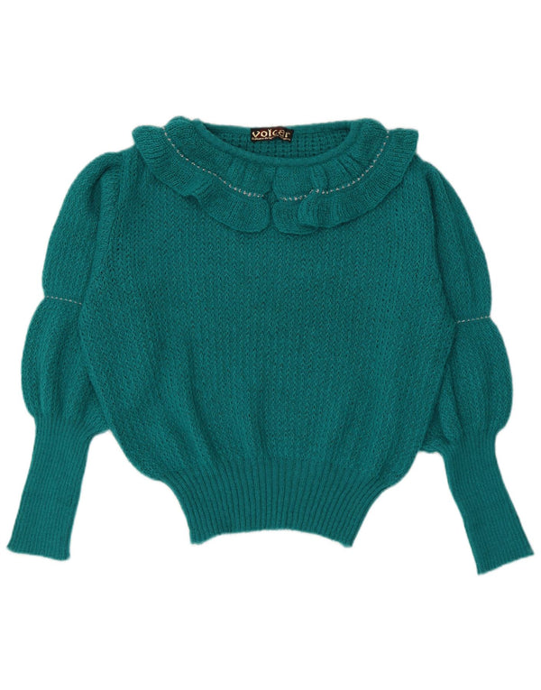Vintage Dame Boat Neck Jumper Sweater IT 46 Large Green Mohair