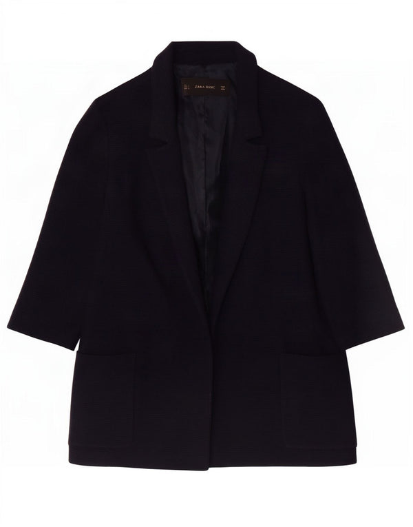 Zara Dame Oversized 3/4 ærmet åben blazerjakke UK 10 Small Navy Blue
