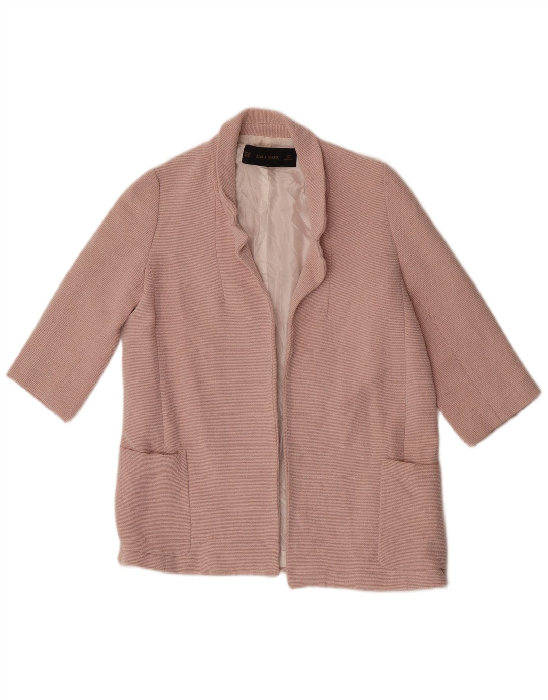 ZARA Dame 3/4 ærmet åben blazerjakke UK 6 XS Pink