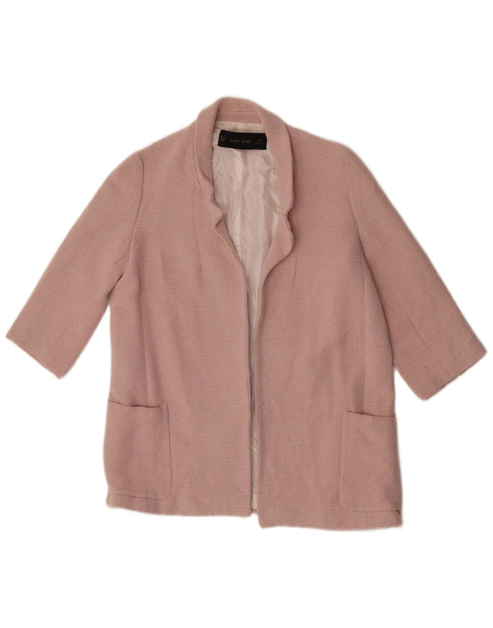 ZARA Dame 3/4 ærmet åben blazerjakke UK 6 XS Pink
