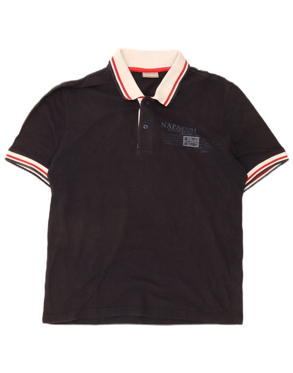 Napapijri Herre Geografisk Grafisk Rugby Polo Shirt Medium Marineblå Stribet