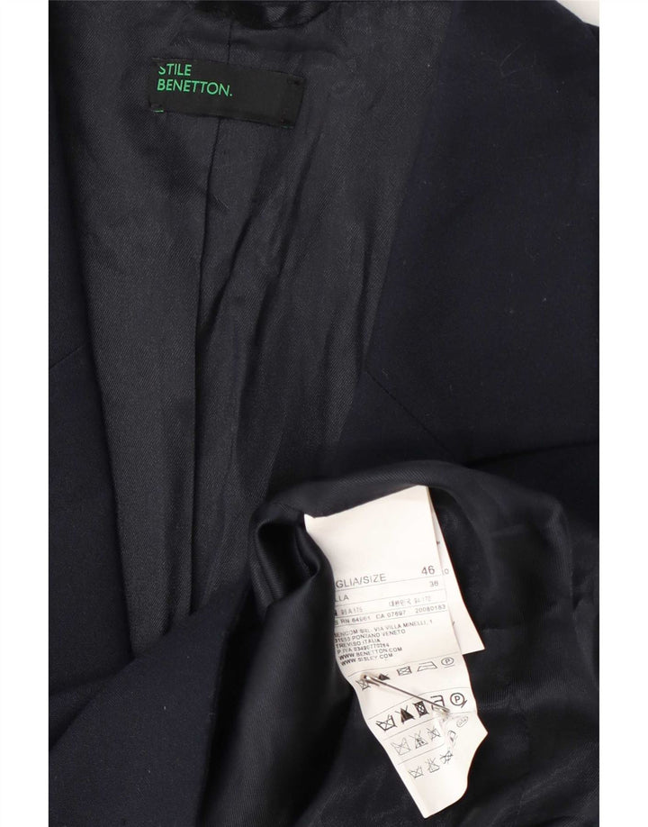 Benetton Dame 2 Button Blazer Jacket IT 46 Large Navy Blue Polyester