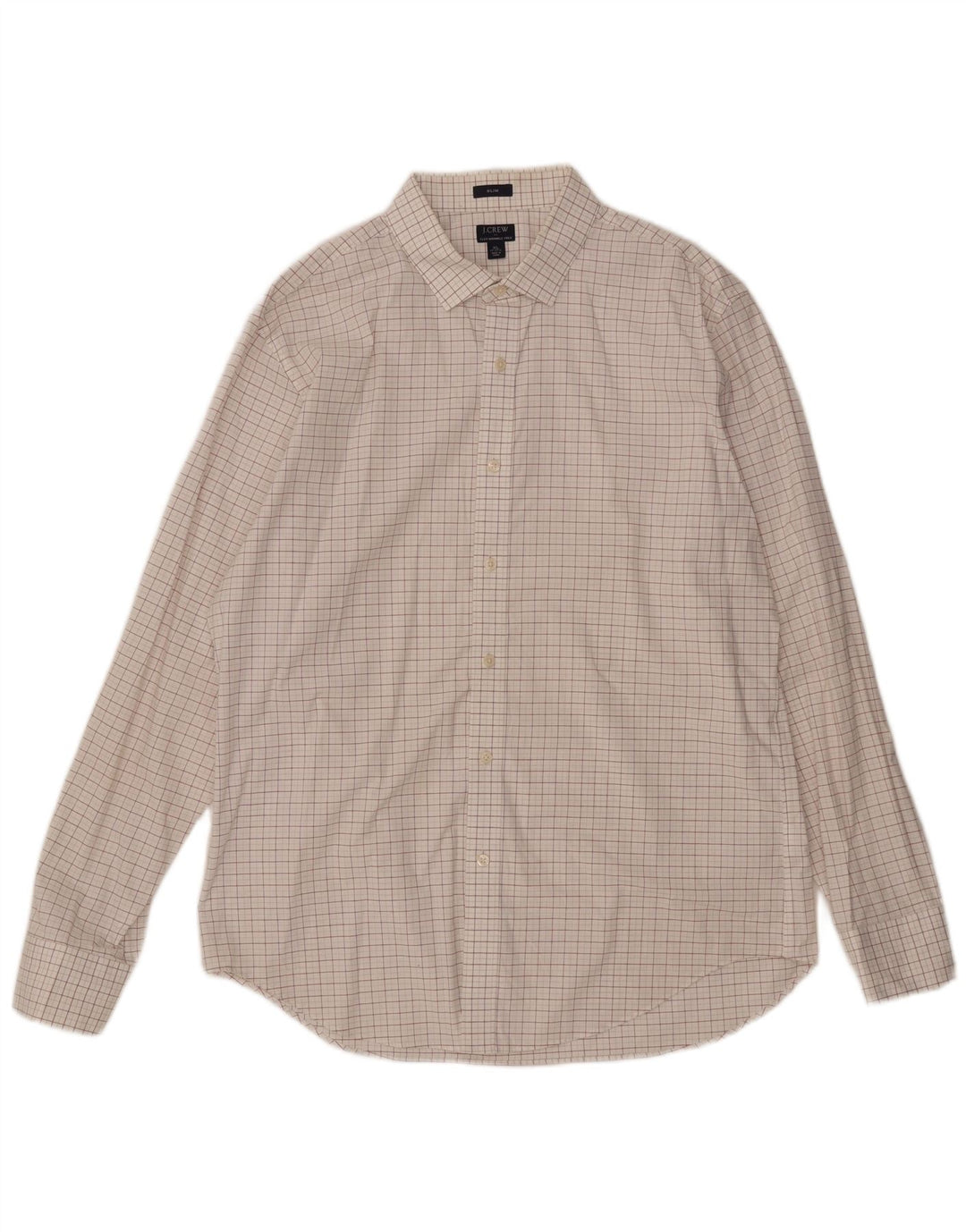 J. CREW Herre Slim Shirt Størrelse 17 1/2 XL Hvid ternet bomuld